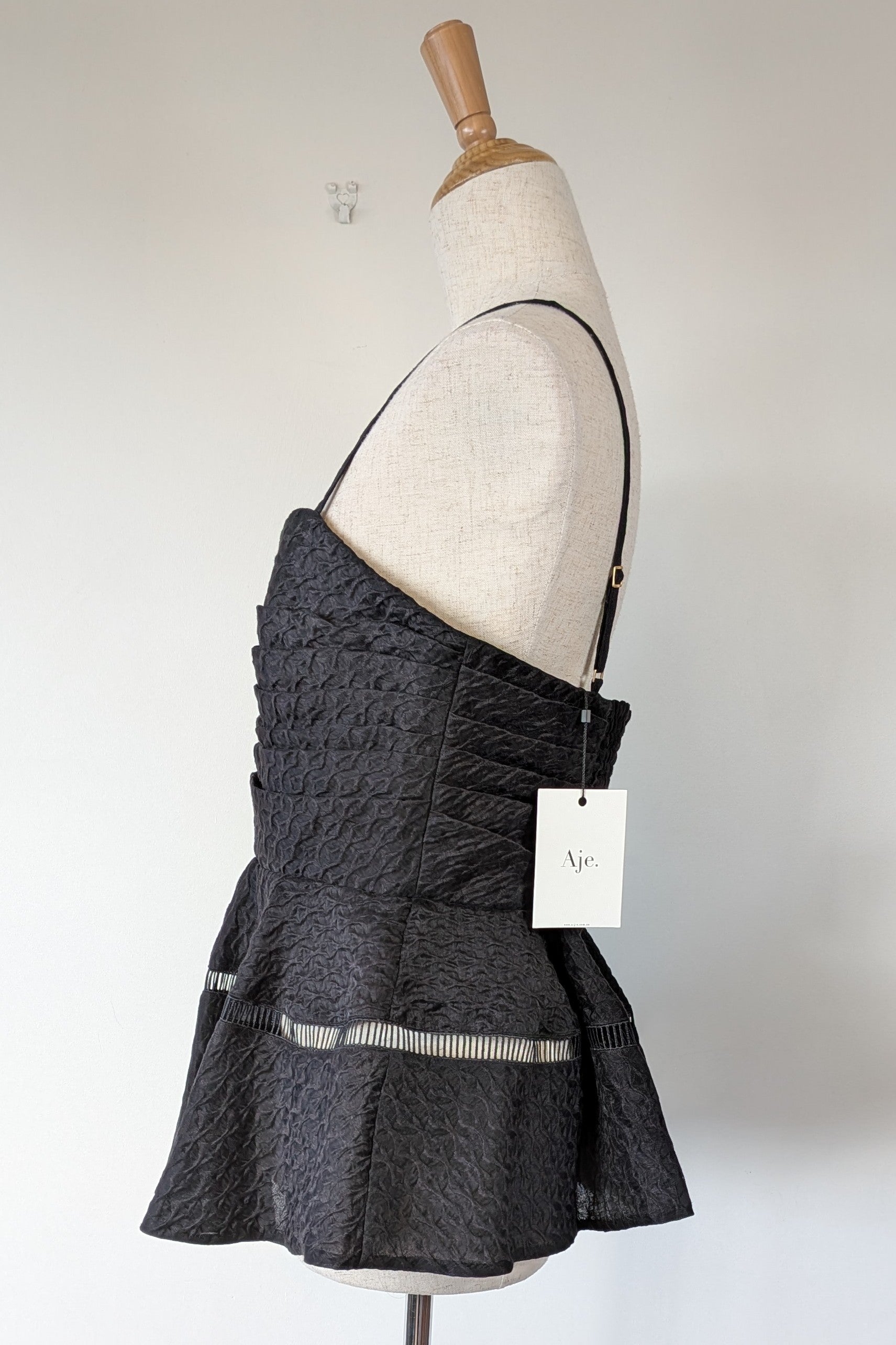 Aje Black Cinque Jacquard Top Size 12 BNWT RRP $295