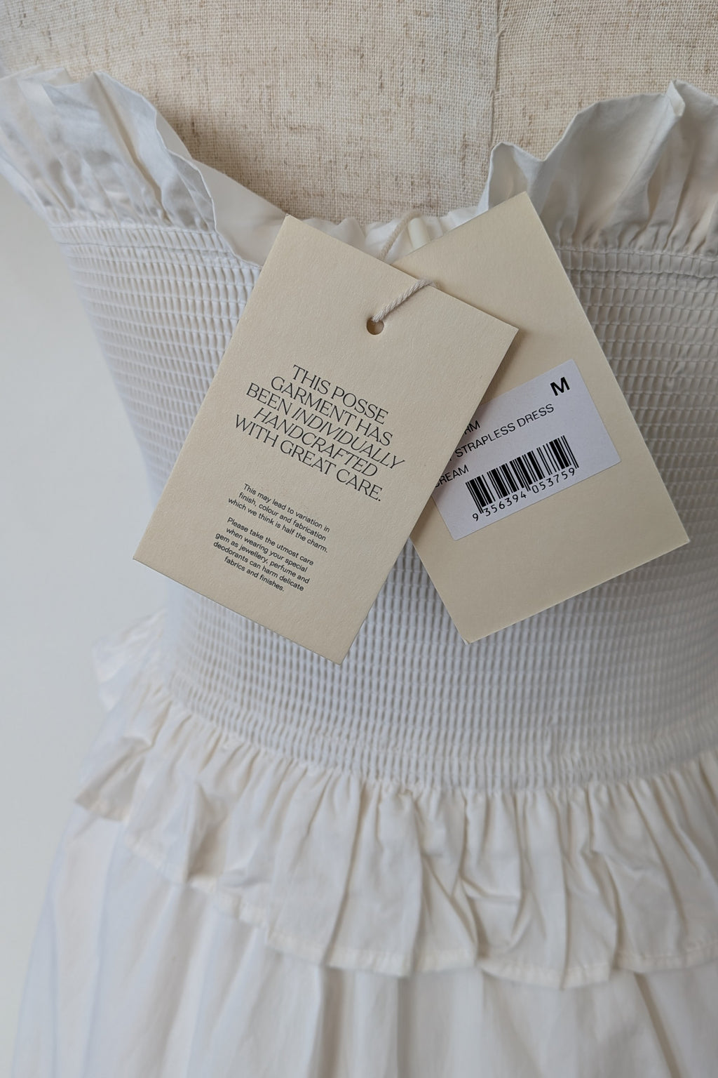Posse Coby Strapless Dress in Cream Size M BNWT RRP $339