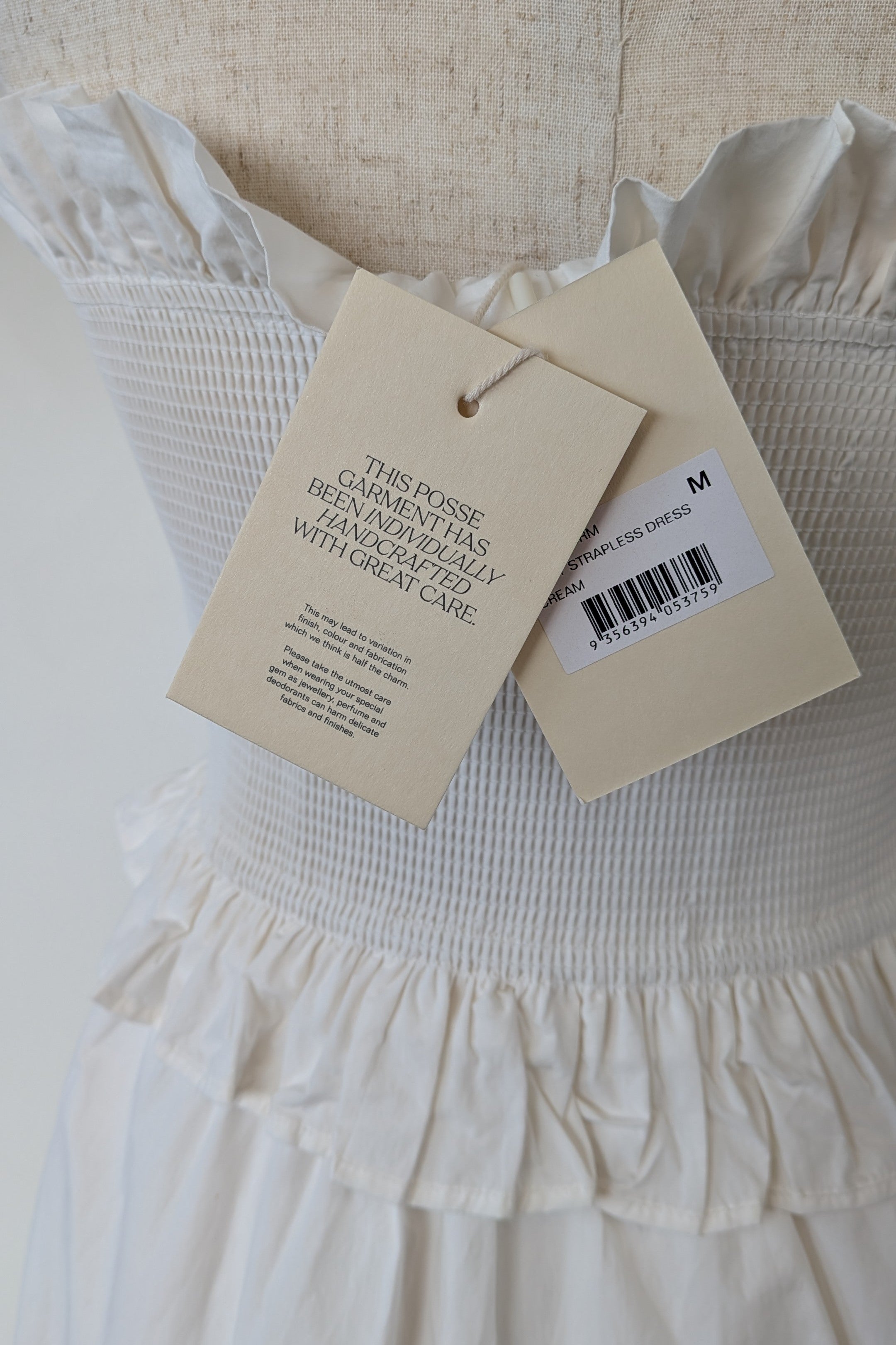 Posse Coby Strapless Dress in Cream Size M BNWT RRP $339