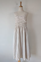 DISSH Natural Lexi Strapless Linen Midi Dress Size 14