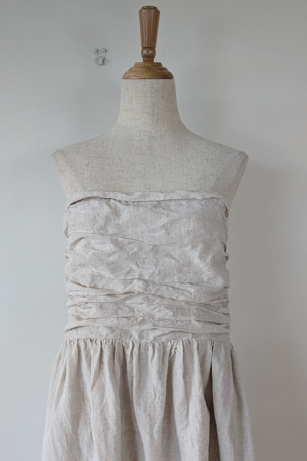 DISSH Natural Lexi Strapless Linen Midi Dress Size 14