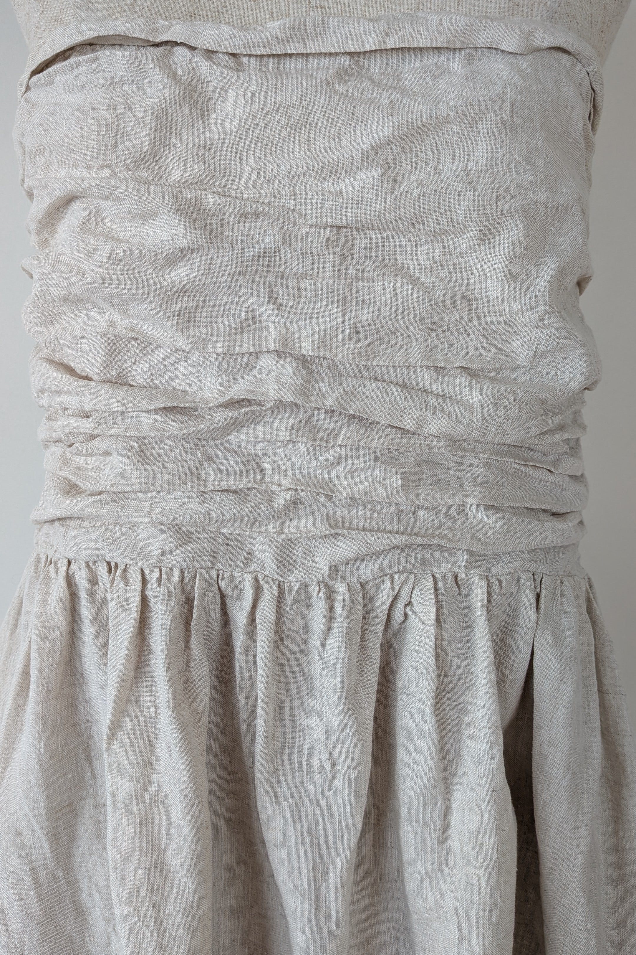 DISSH Natural Lexi Strapless Linen Midi Dress Size 14