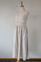 DISSH Natural Lexi Strapless Linen Midi Dress Size 14