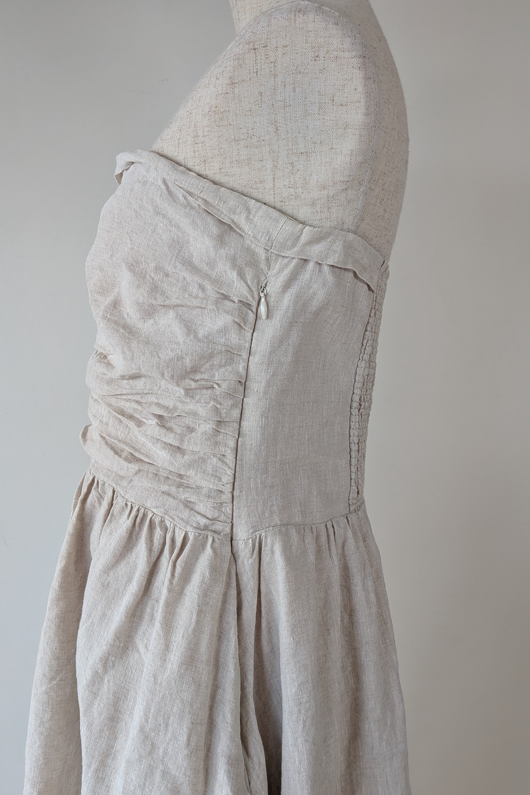 DISSH Natural Lexi Strapless Linen Midi Dress Size 14