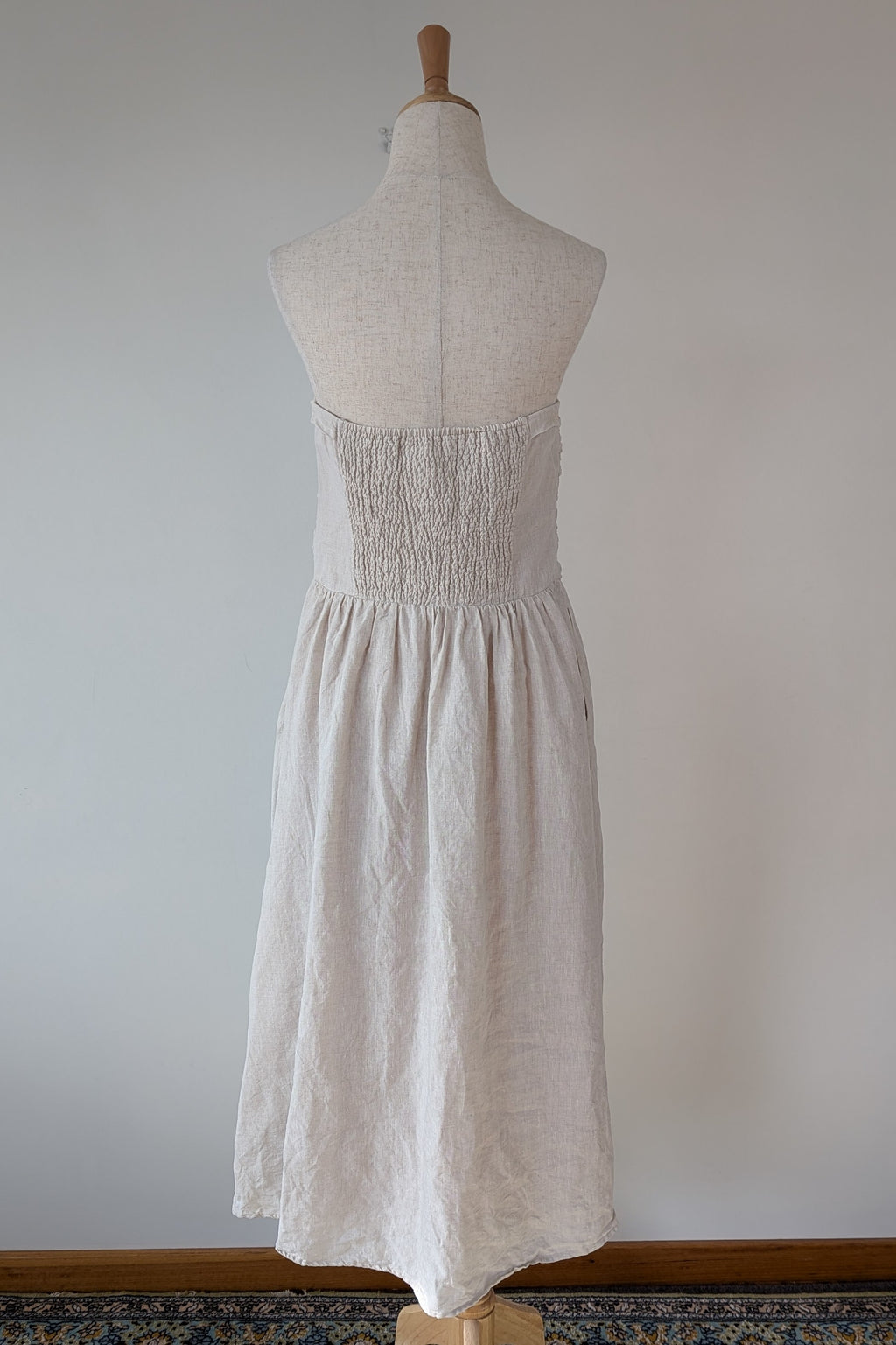 DISSH Natural Lexi Strapless Linen Midi Dress Size 14
