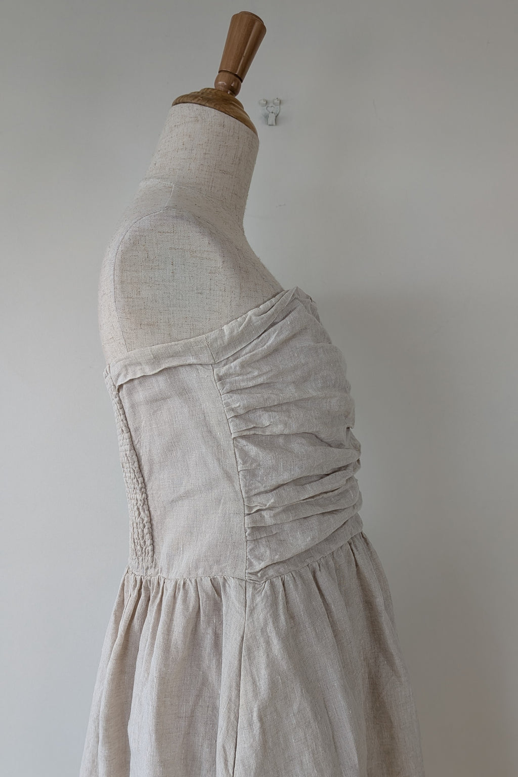 DISSH Natural Lexi Strapless Linen Midi Dress Size 14