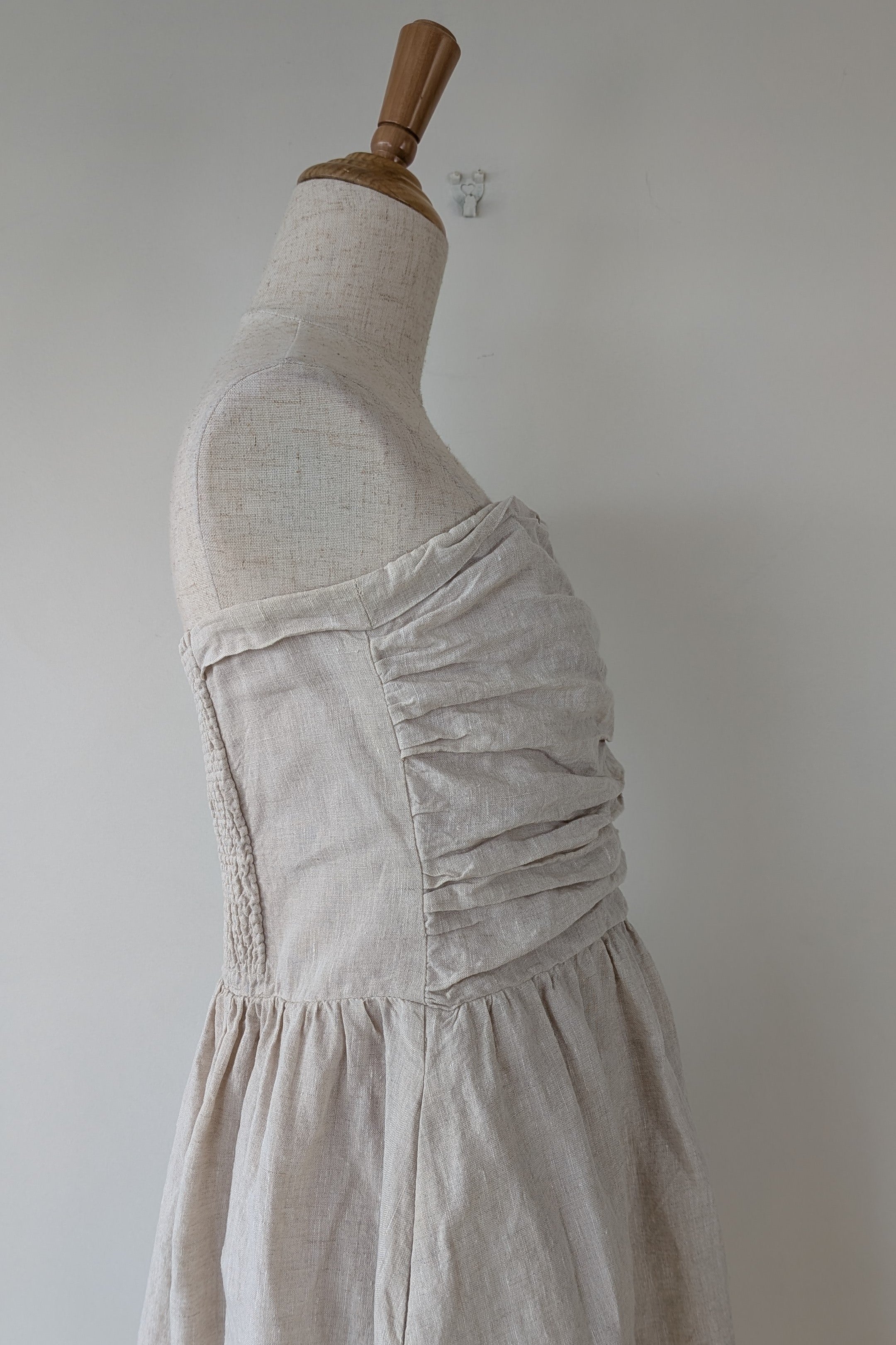 DISSH Natural Lexi Strapless Linen Midi Dress Size 14