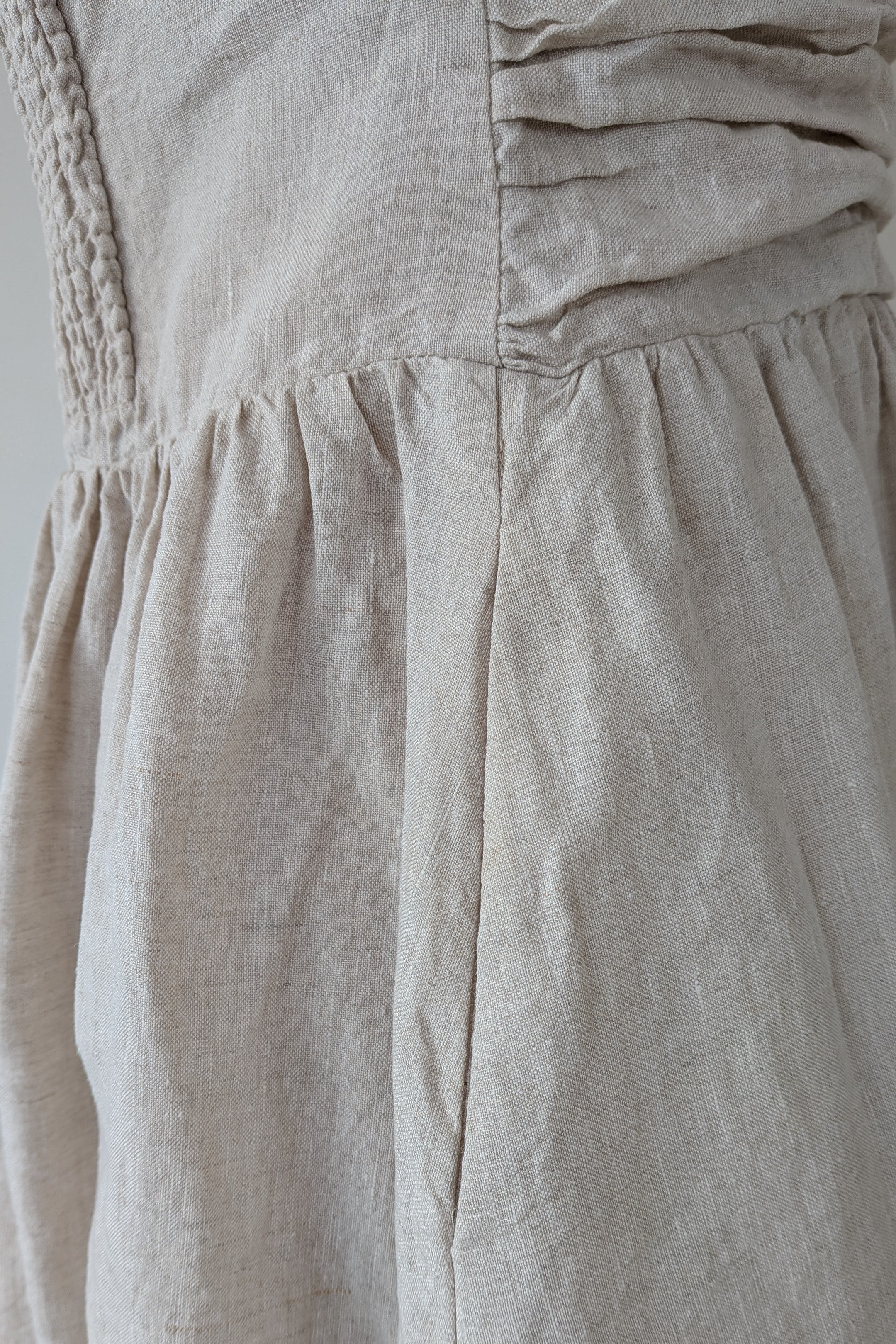 DISSH Natural Lexi Strapless Linen Midi Dress Size 14