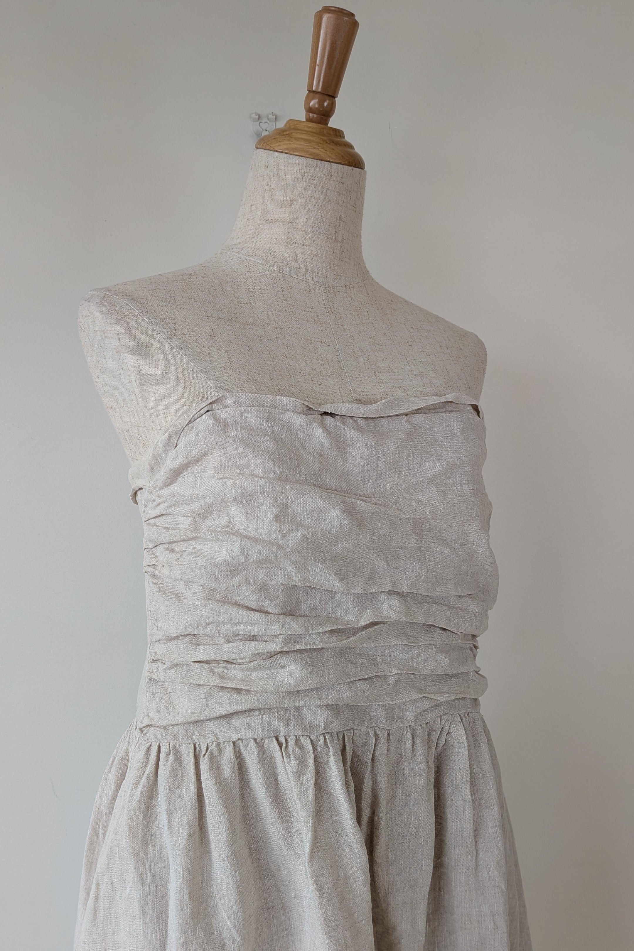 DISSH Natural Lexi Strapless Linen Midi Dress Size 14