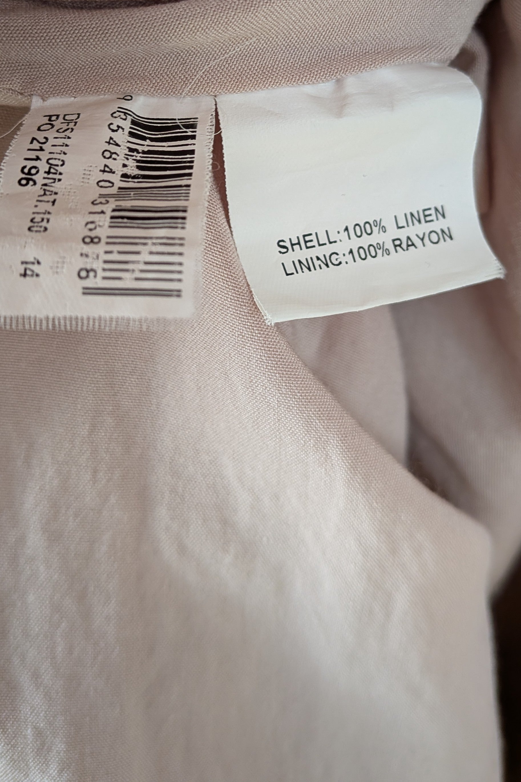 DISSH Natural Lexi Strapless Linen Midi Dress Size 14