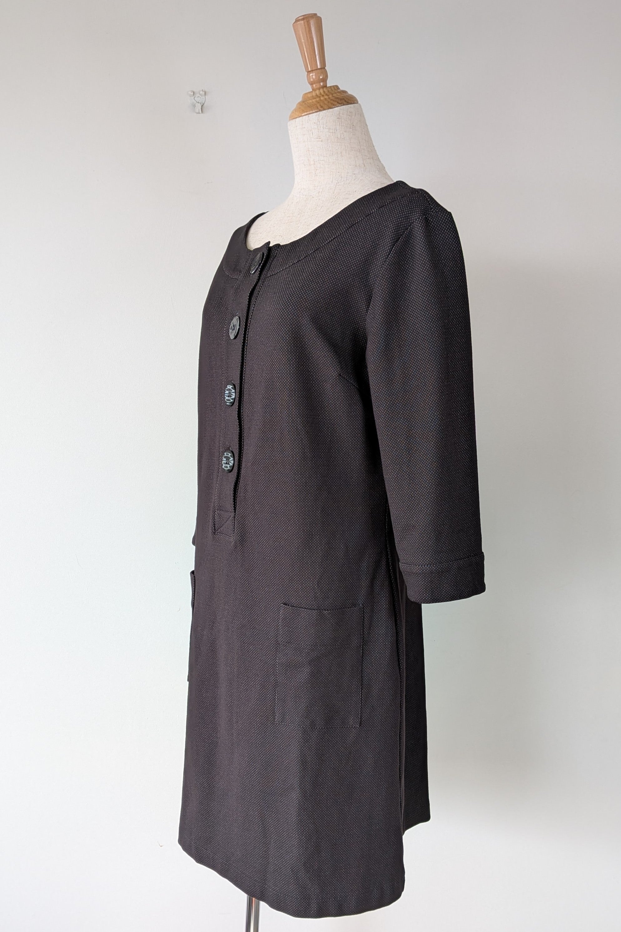 Made590 Charcoal Micro Dot Mod Shift Dress Size M