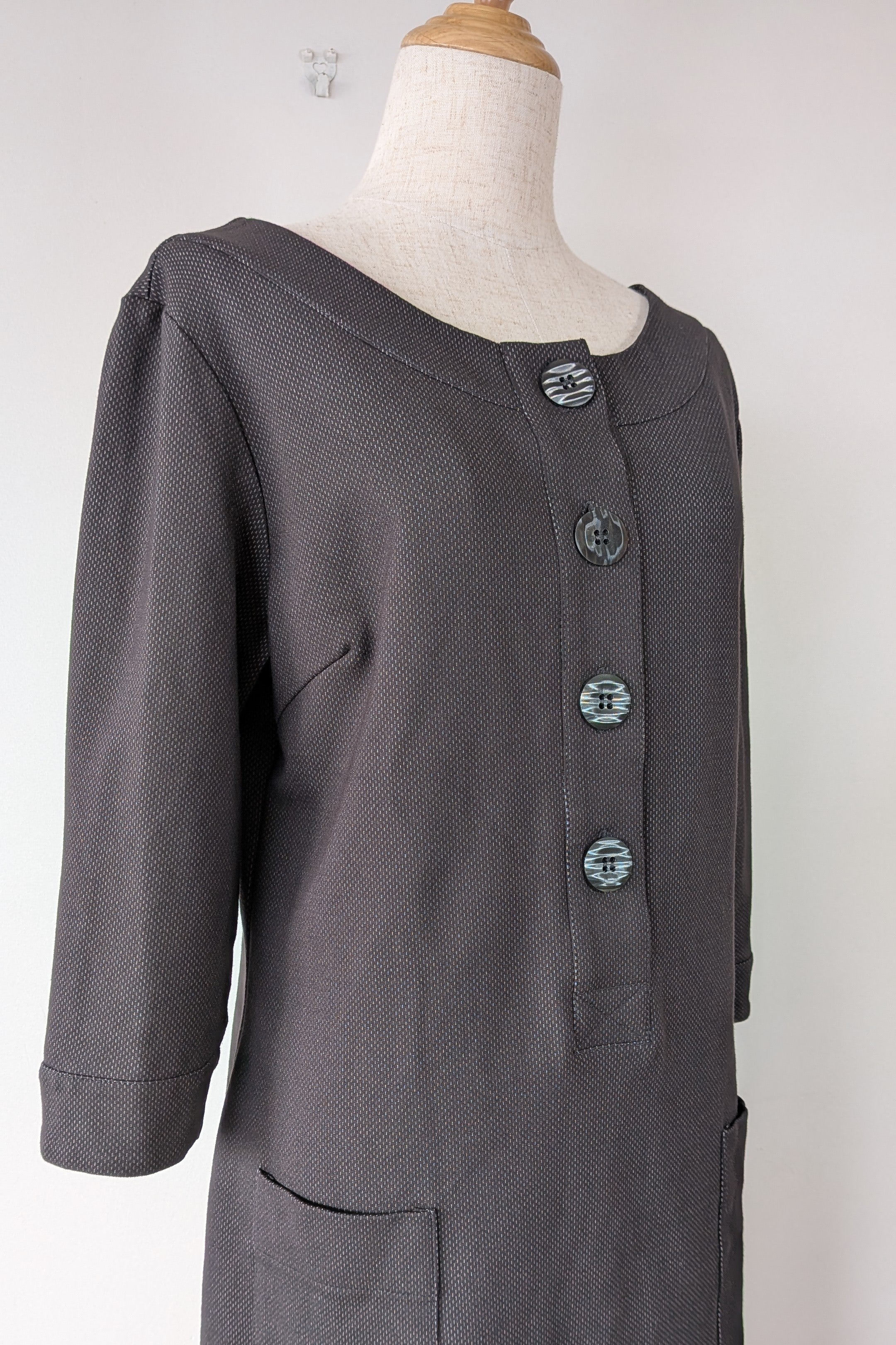 Made590 Charcoal Micro Dot Mod Shift Dress Size M