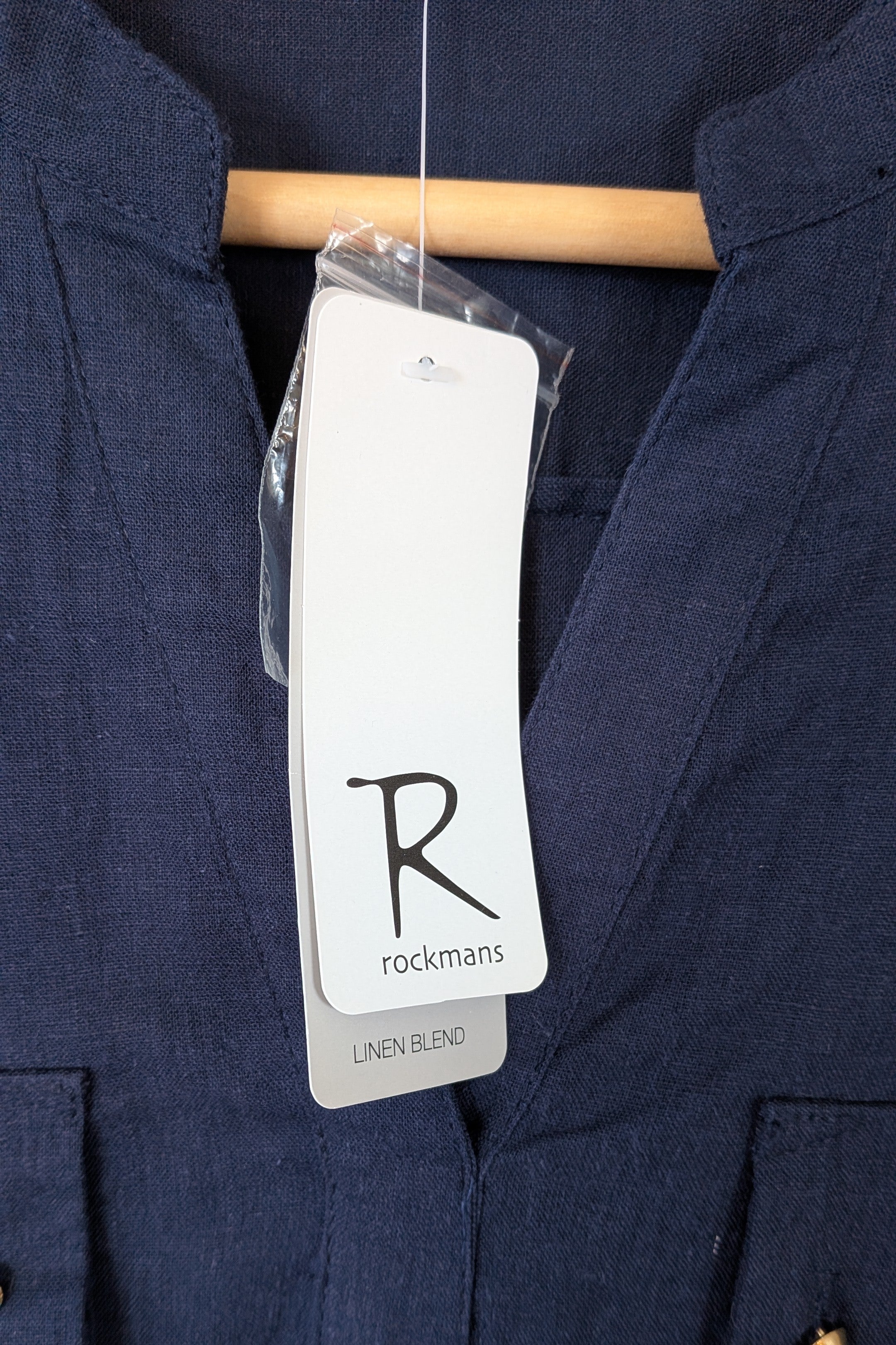 Rockmans Navy Linen Blend Utility Shirt Size 12 BNWT RRP $39.99