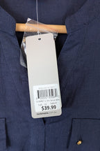 Rockmans Navy Linen Blend Utility Shirt Size 12 BNWT RRP $39.99