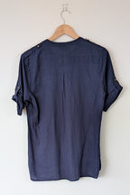 Rockmans Navy Linen Blend Utility Shirt Size 12 BNWT RRP $39.99