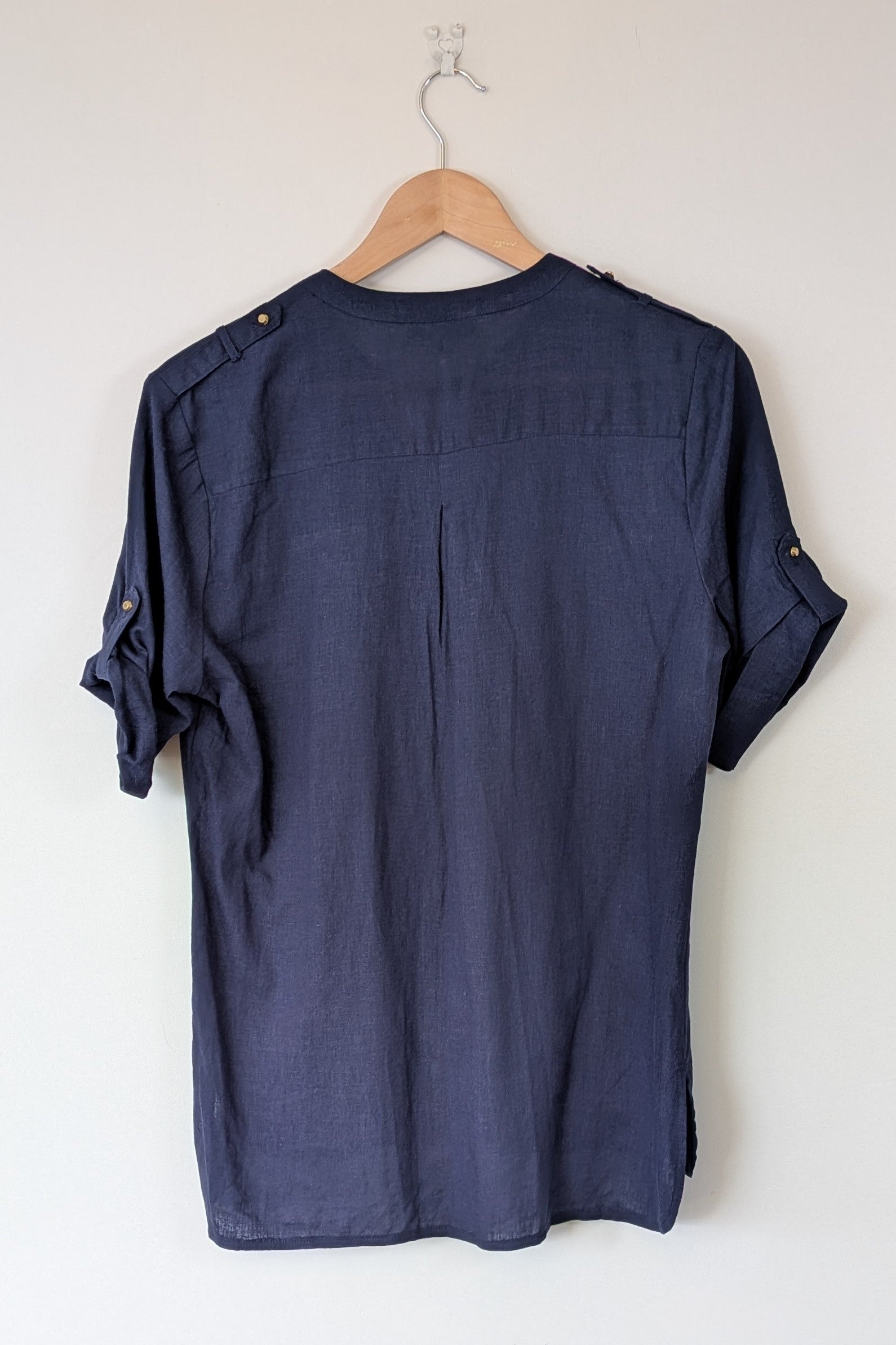 Rockmans Navy Linen Blend Utility Shirt Size 12 BNWT RRP $39.99