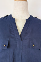 Rockmans Navy Linen Blend Utility Shirt Size 12 BNWT RRP $39.99