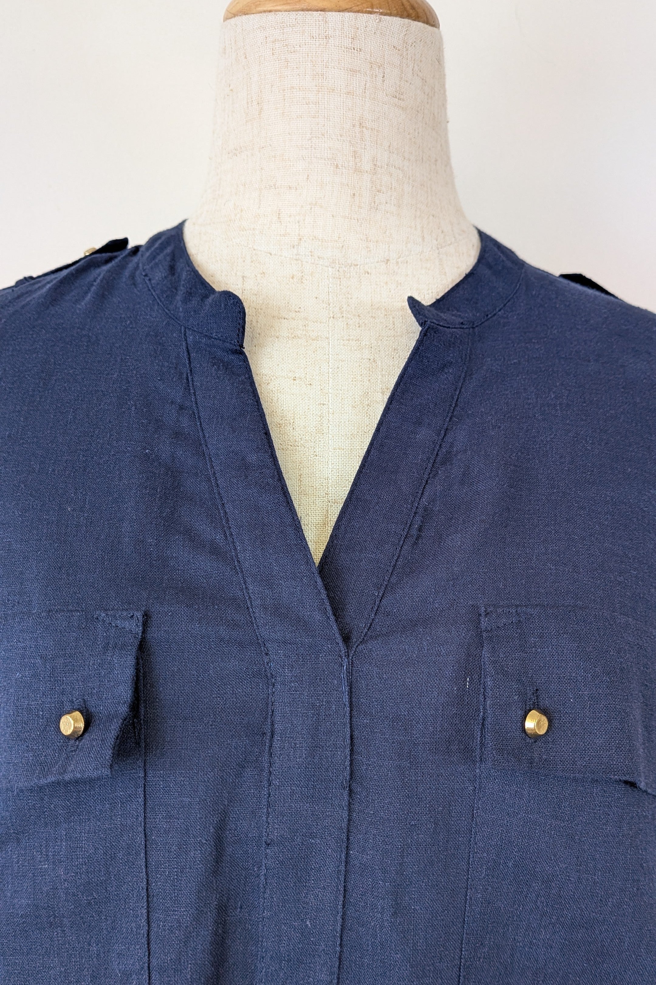 Rockmans Navy Linen Blend Utility Shirt Size 12 BNWT RRP $39.99