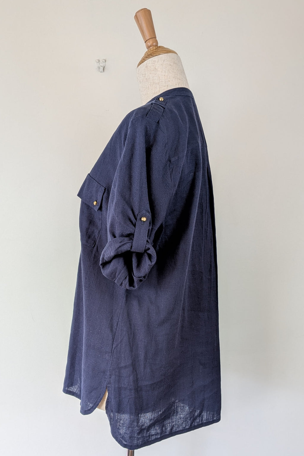Rockmans Navy Linen Blend Utility Shirt Size 12 BNWT RRP $39.99