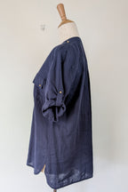 Rockmans Navy Linen Blend Utility Shirt Size 12 BNWT RRP $39.99