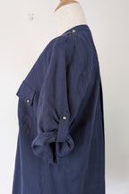 Rockmans Navy Linen Blend Utility Shirt Size 12 BNWT RRP $39.99
