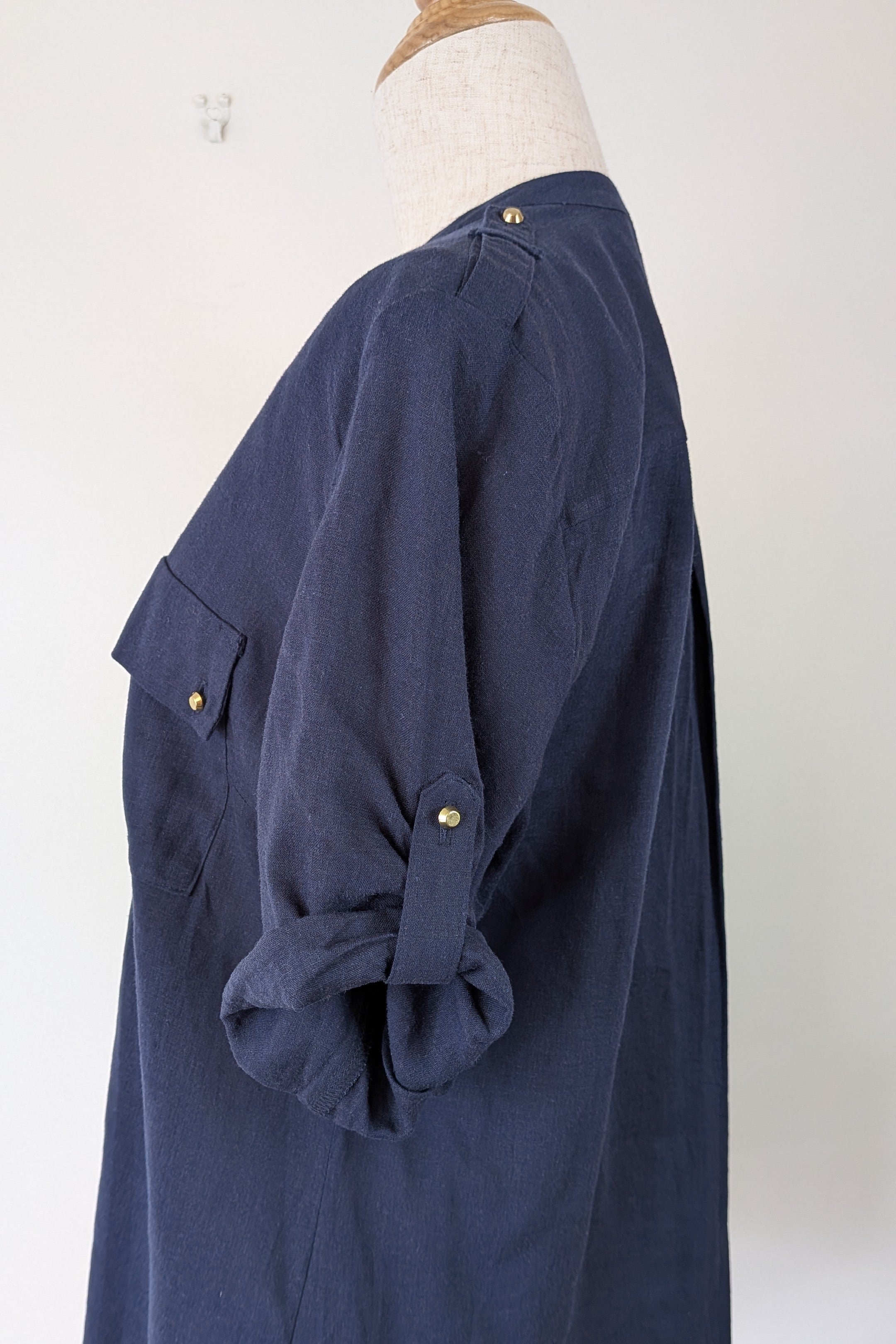 Rockmans Navy Linen Blend Utility Shirt Size 12 BNWT RRP $39.99