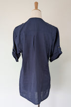 Rockmans Navy Linen Blend Utility Shirt Size 12 BNWT RRP $39.99