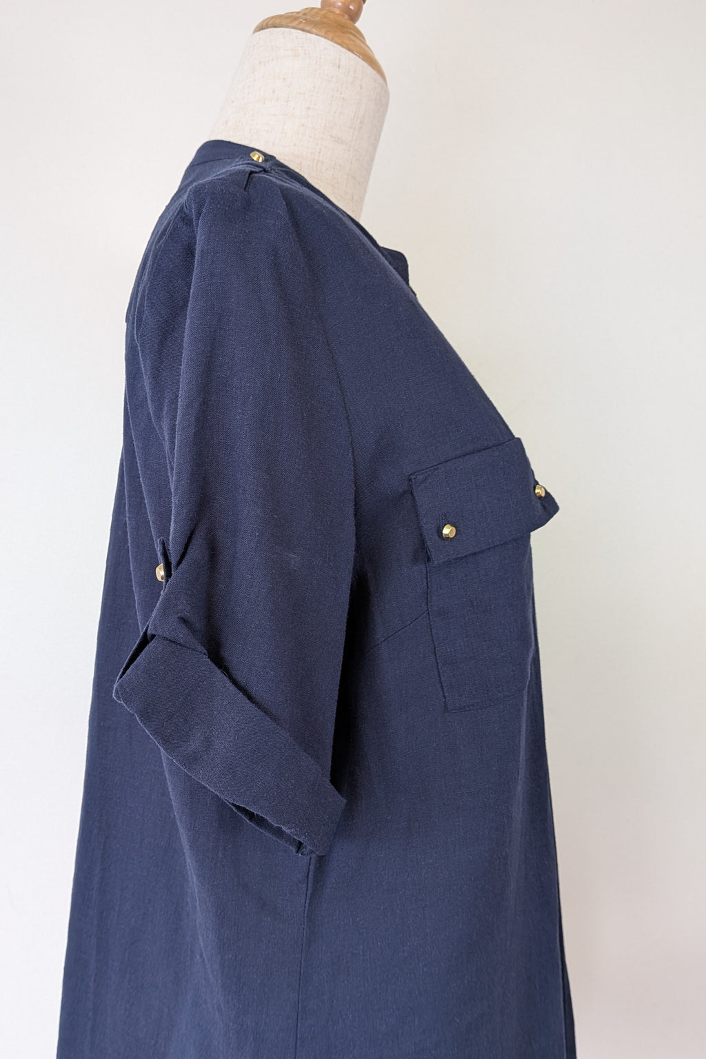 Rockmans Navy Linen Blend Utility Shirt Size 12 BNWT RRP $39.99