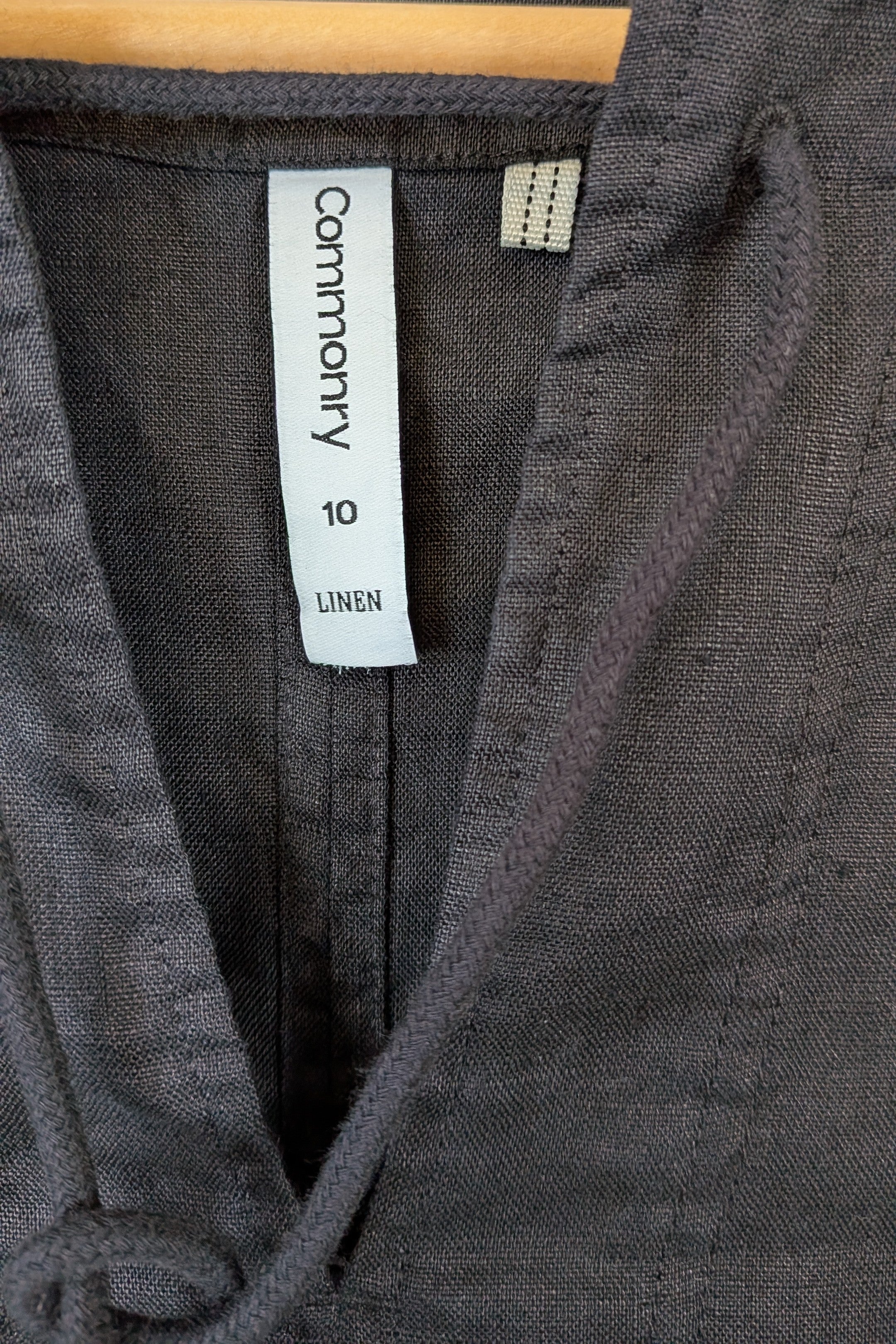Commonry The Linen Short Sleeve Tunic Top in Black Size 10
