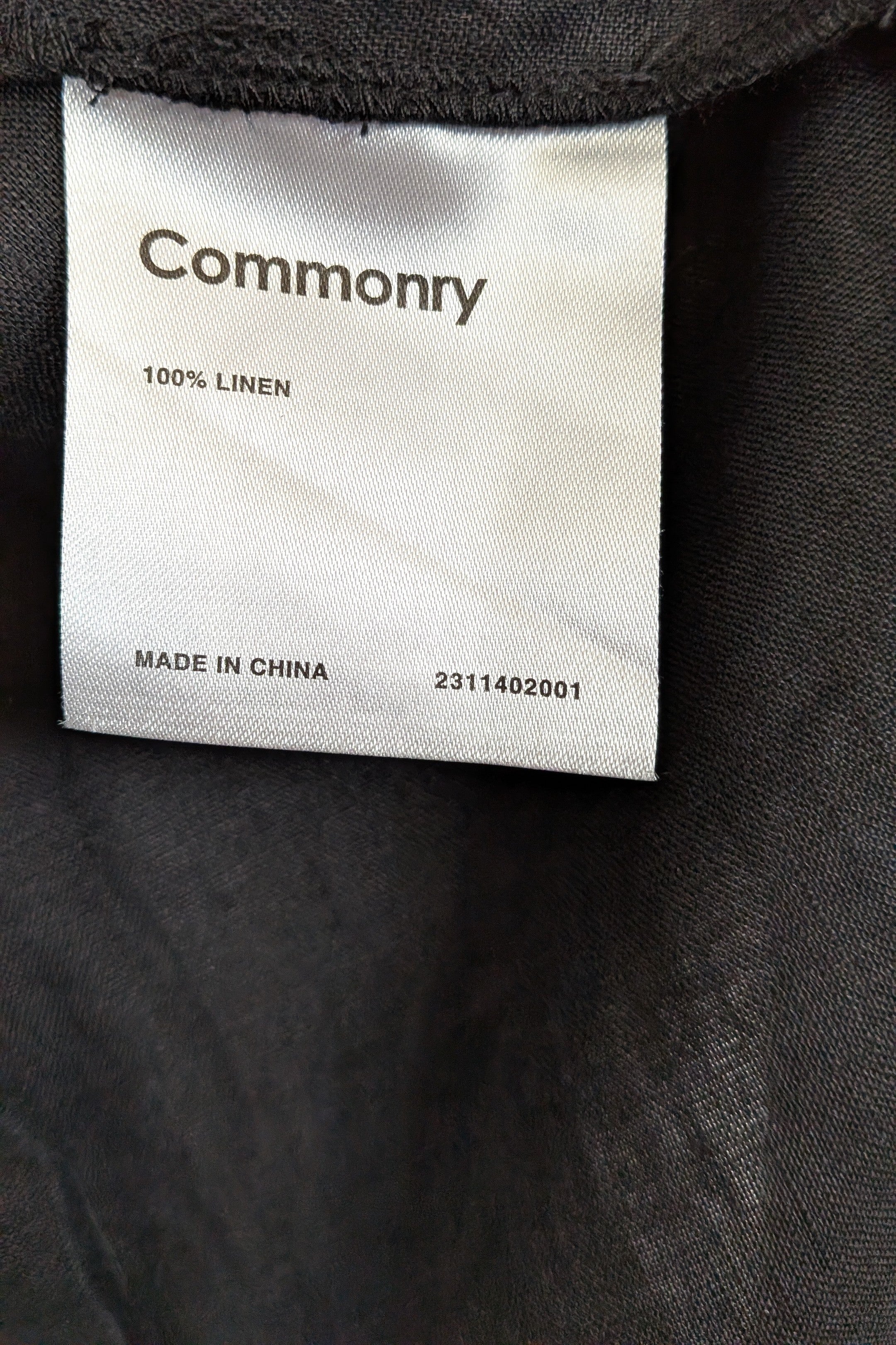 Commonry The Linen Short Sleeve Tunic Top in Black Size 10