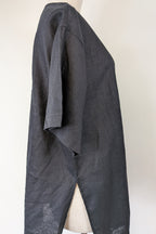 Commonry The Linen Short Sleeve Tunic Top in Black Size 10
