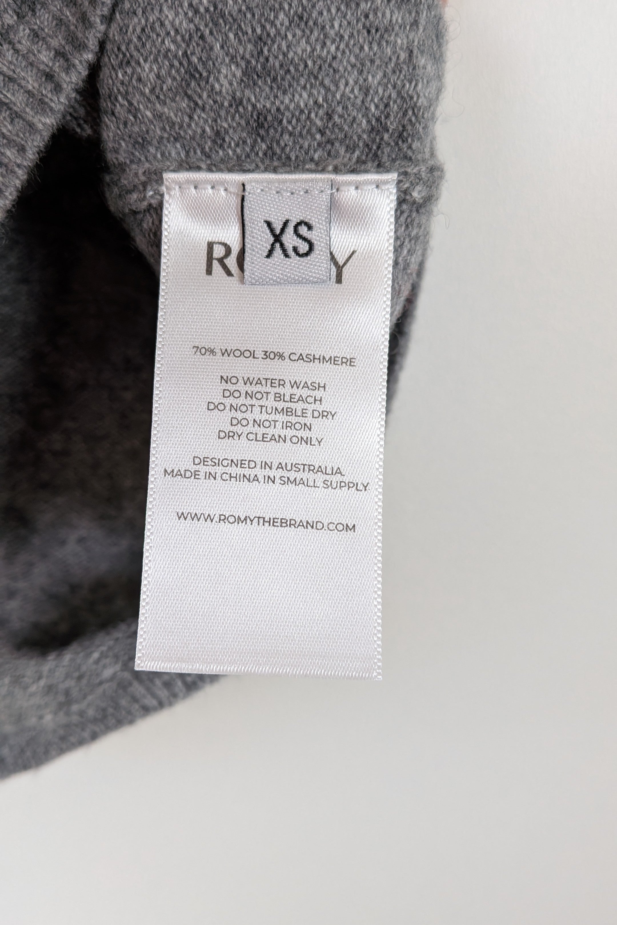 ROMY The Brand Grey Wool & Cashmere Knit Tank Size XS BNWT RRP $200