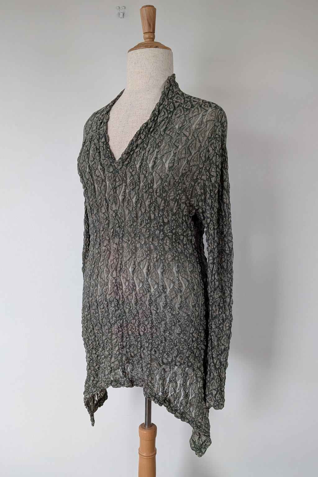 Vintage Y2K Envy Me Green Bouclé Weave Tunic One Size