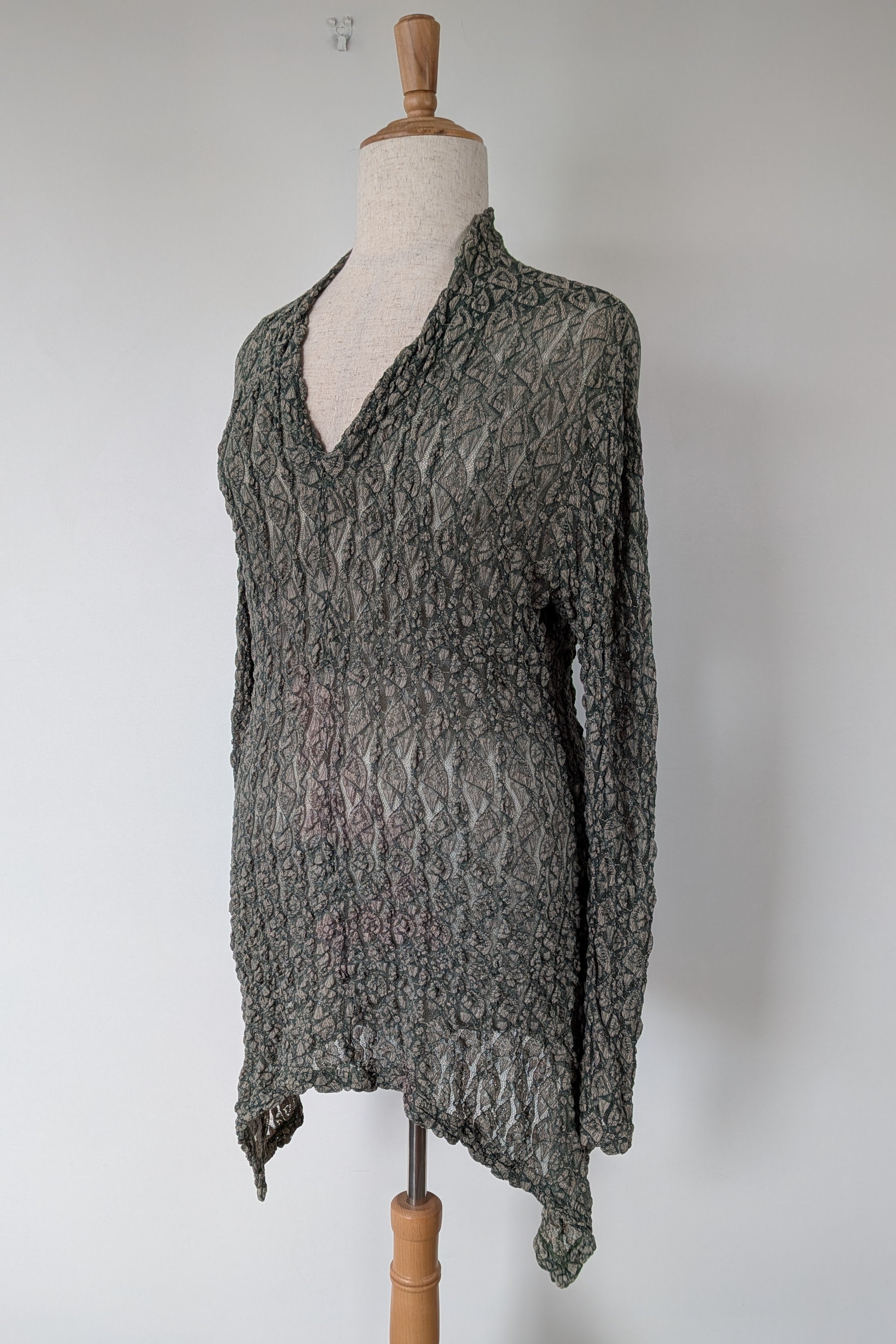 Vintage Y2K Envy Me Green Bouclé Weave Tunic One Size