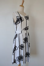 Orientique Black White Arty Linen Cotton Dress Size 10