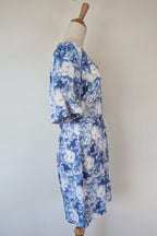 Tokito Blue & White Floral Puff Sleeve Dress Size 10