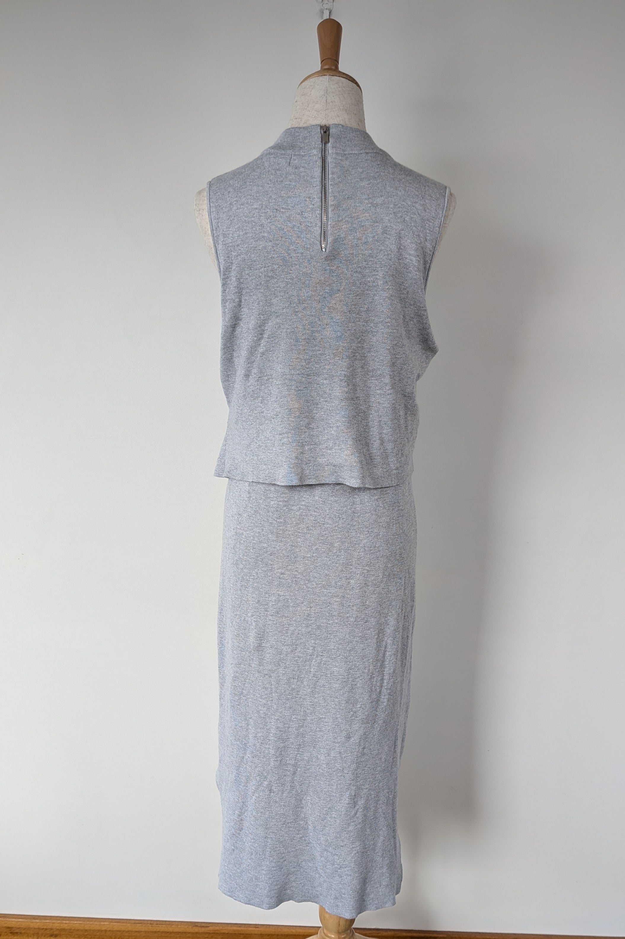 Ripe Maternity Silver Marle Layered Knit Nursing Dress Size M