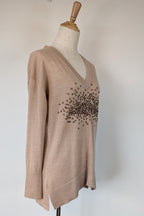 Witchery 100% Merino Wool Champagne Sequin Bead Detail Jumper Size XS