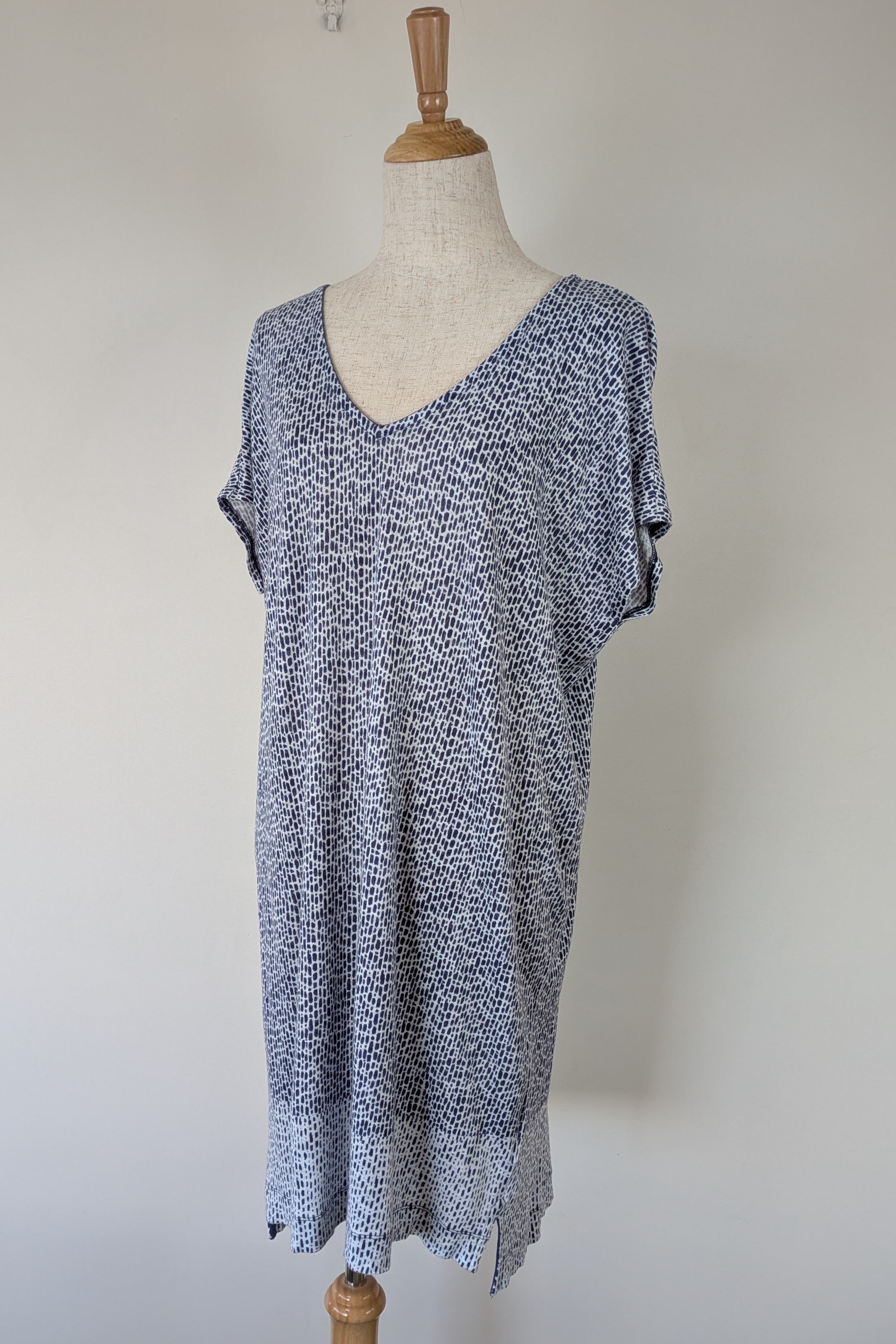 Sportscraft 100% Linen Blue & White Speckled Dress Size 8