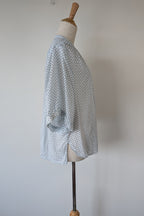 Country Road Blue Geometric Cotton Puff Sleeve Shirt Size S
