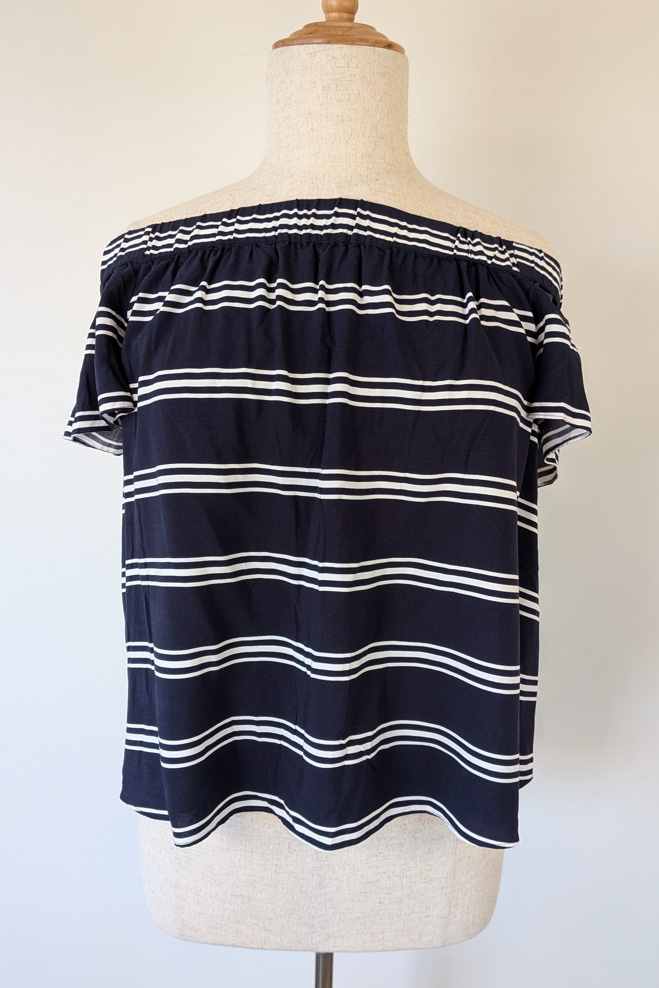 Portmans Off The Shoulder Navy & White Stripe Top Size 14 Brand New With Tags RRP $59.95