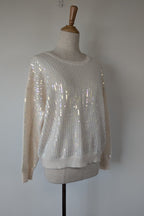 Vine Apparel White Wool Blend Iridescent Sequin Jumper Size M/L