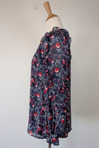 Liz Jordan Designer Collection Frill Trim Lurex Printed Top in Midnight Size 8 BNWT RRP $139.99