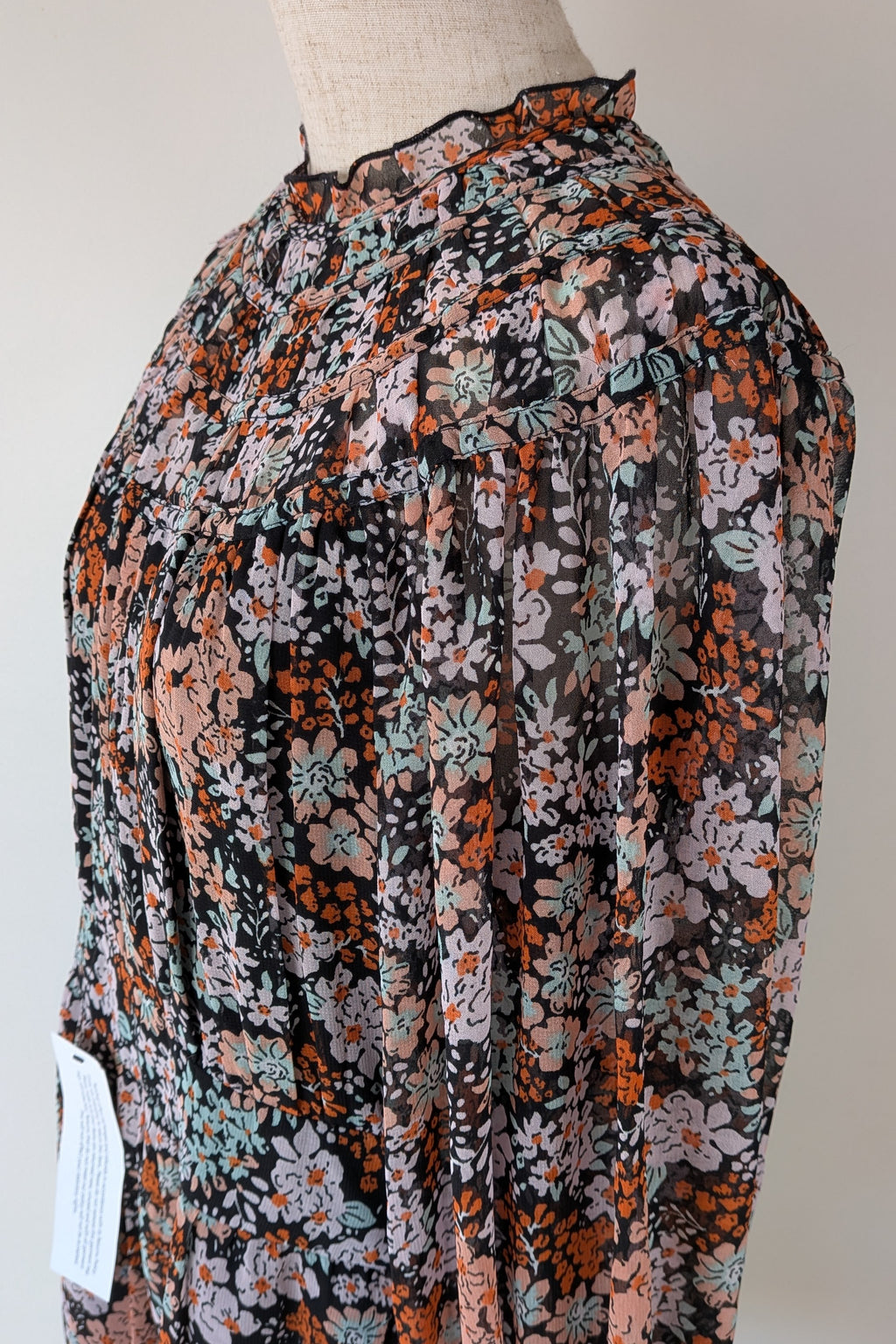 Topshop Floral Print Ruched Mini Dress Sz 14 RRP $80