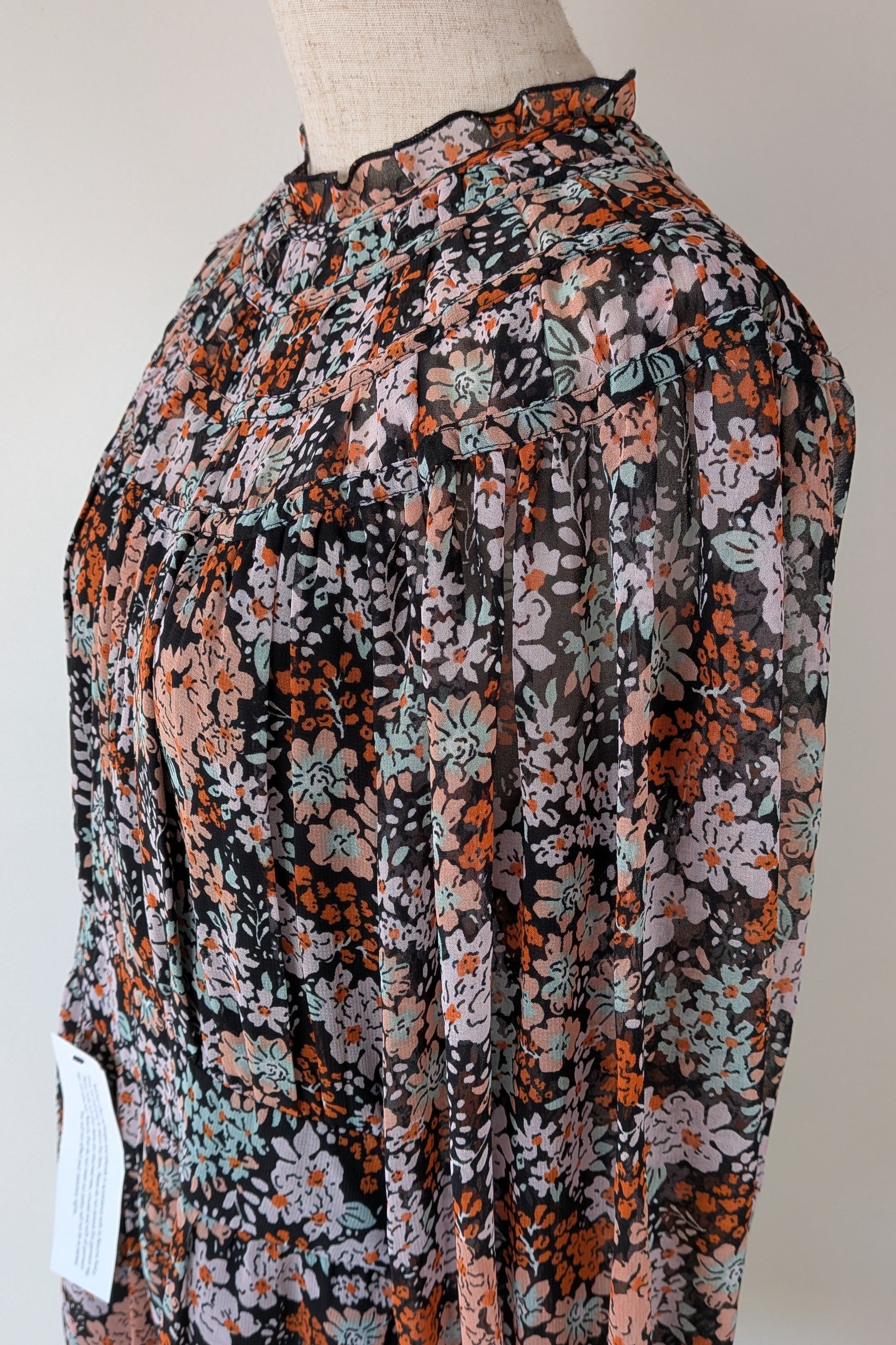 Topshop Floral Print Ruched Mini Dress Sz 14 RRP $80