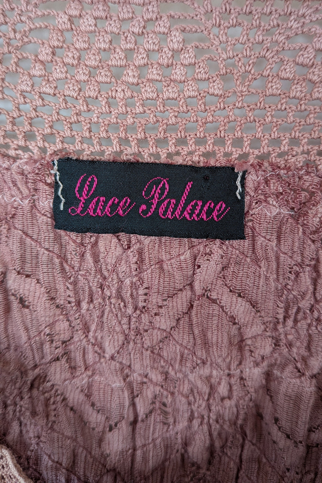 Lace Palace Antique Lace Crochet Pink Fairycore Tunic Top Size S/M