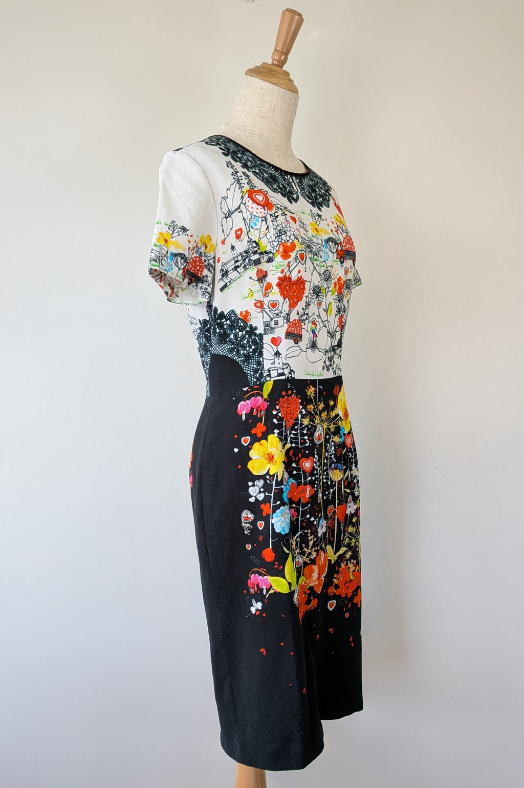 Piccione.Piccione Italian Designer Printed A-Line Dress Size 10/12