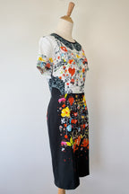 Piccione.Piccione Italian Designer Printed A-Line Dress Size 10/12