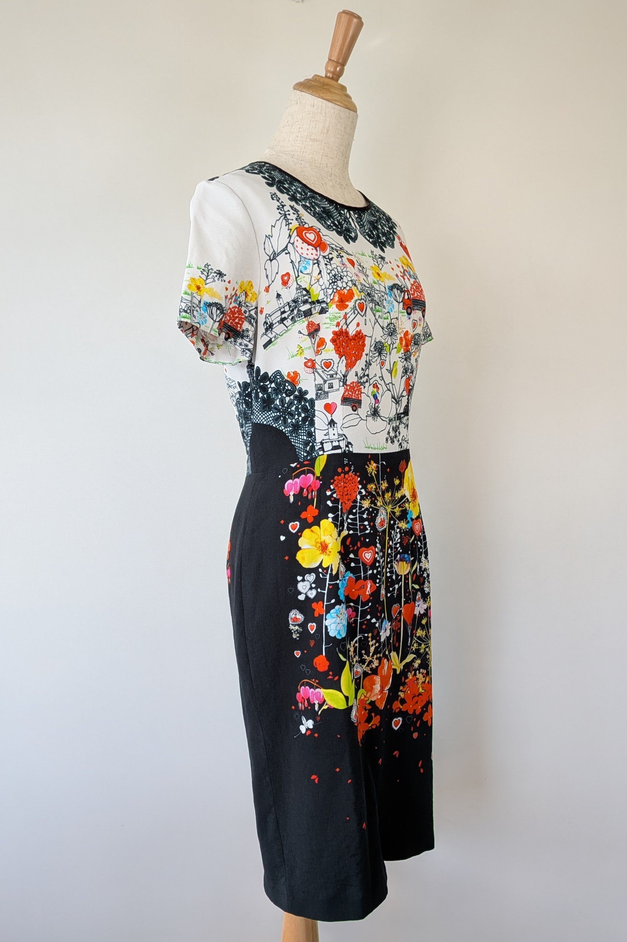 Piccione.Piccione Italian Designer Printed A-Line Dress Size 10/12