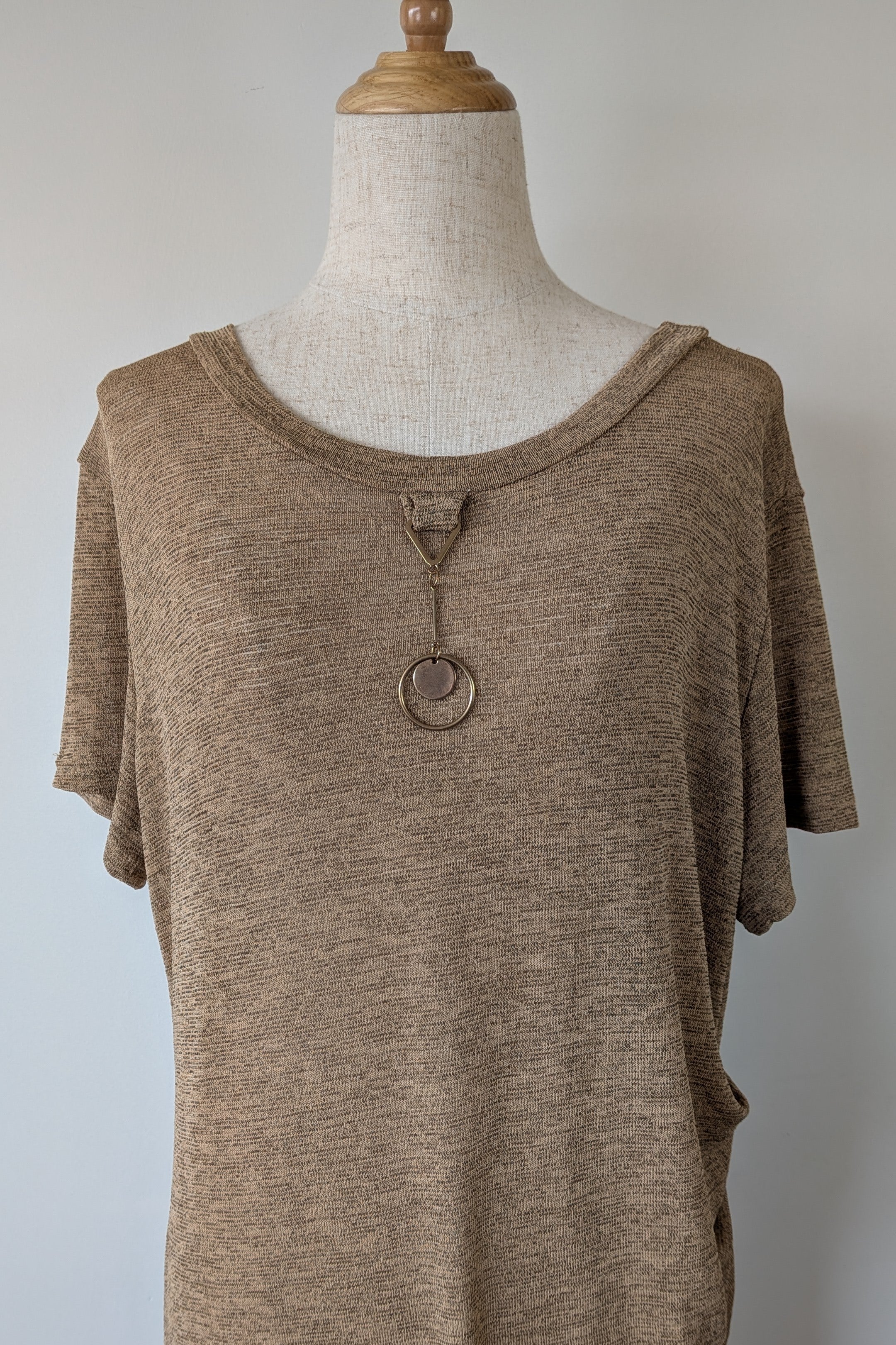Olla Oh Bronze Side Gather Dress Size M Brand New With Tags